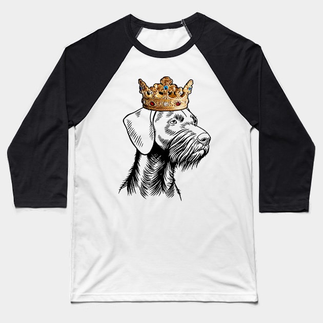 German Wirehaired Pointer Dog King Queen Wearing Crown Baseball T-Shirt by millersye